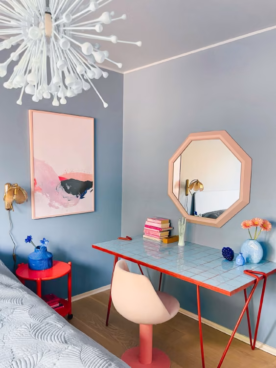 blue colour living room 