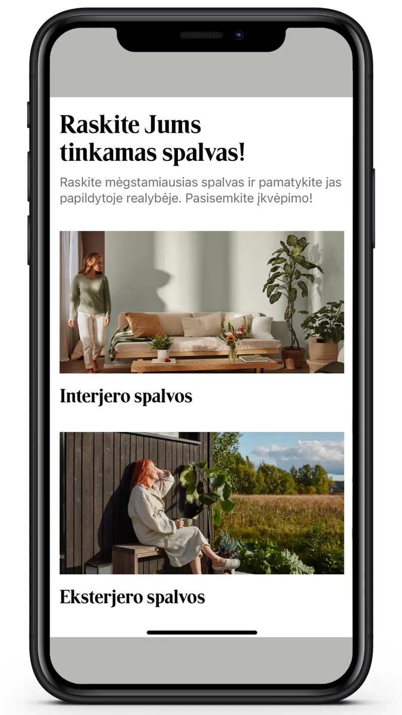 „Tikkurila Colour Master" mobili programėlė spalvų pasirinkimui